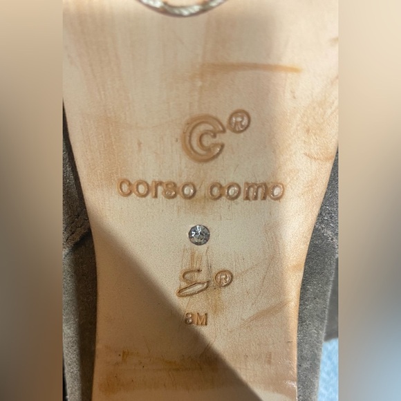 Corso Como Brown Suede Leather Booties, Size 8M, Peep Toe, Zip Back, 4” Heel - Picture 8 of 9